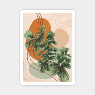 Mid Century Modern Fiddle Leaf Fig, Abstract Botanical Illustration Magnet