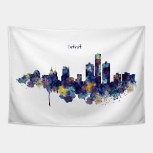 Detroit Skyline Silhouette Tapestry