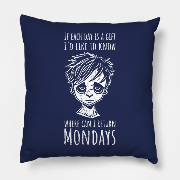 Funny Monday Blues For Men - vertical distressed Pillow by NeverDrewBefore