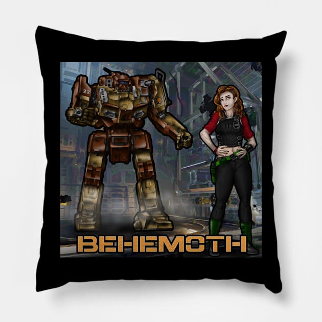 Behemoth and her SHD-2H Shadowhawk Battlemech Pillow by Oswald's Oddities