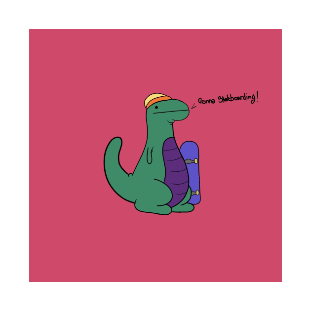 Dino gonna skateboarding by SKATAZZ