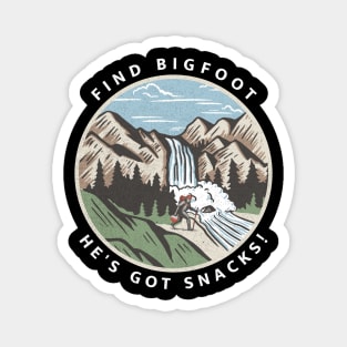 Find Bigfoot He's Got Snacks Magnet