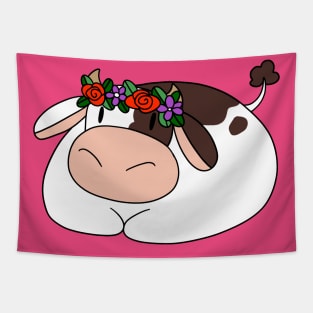 Flower Crown Cow Tapestry