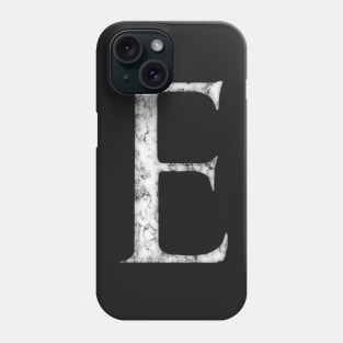 E in Roman White Marble Latin Alphabet Letter Sticker Phone Case