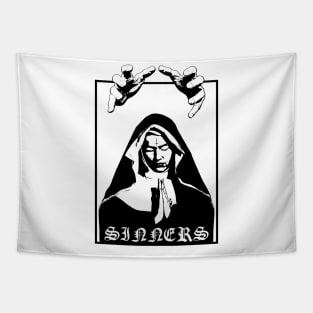 Sinners - Black Metal Design - White Tapestry