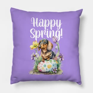 Happy Spring Dachshund Pillow