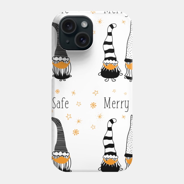 Christmas Gnomes Wearing Face Masks. Merry and Safe Phone Case by Sandra Hutter Designs