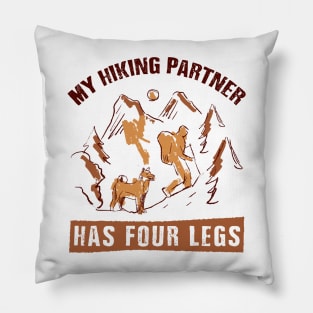 My Hiking Partner Has Four Legs Hand Drawn Pillow