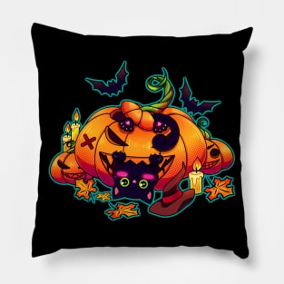 The cat and a pumpkin Pillow