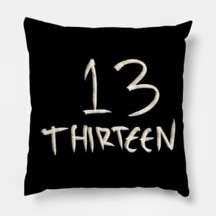 Hand Drawn Letter Number 13 Thirteen Pillow