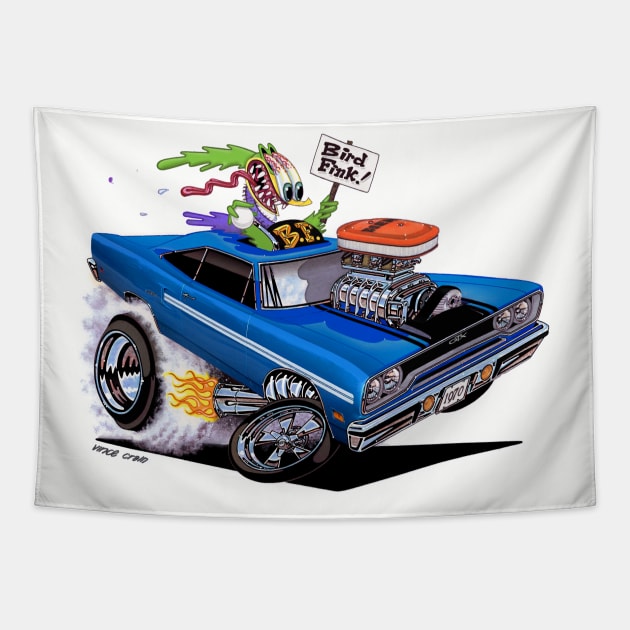 BIRD FINK 1970 Plymouth GTX BLUE Tapestry by vincecrain