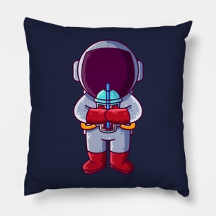 Cute Astronaut Drinking Boba Cartoon Pillow