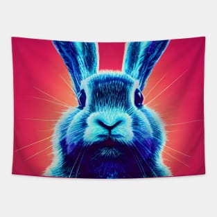 Blue rabbit on a pink background. Tapestry