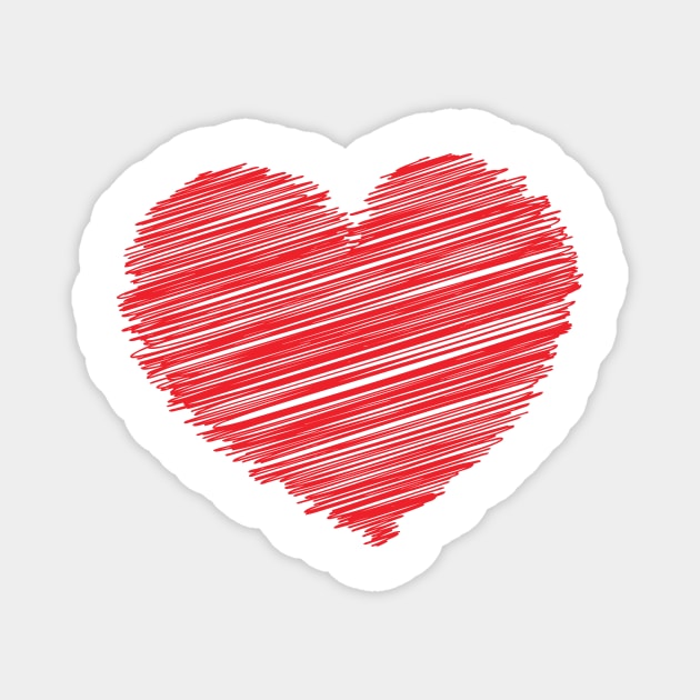 RED HEART SCRIBBLES Pop Art Magnet by BruceALMIGHTY Baker