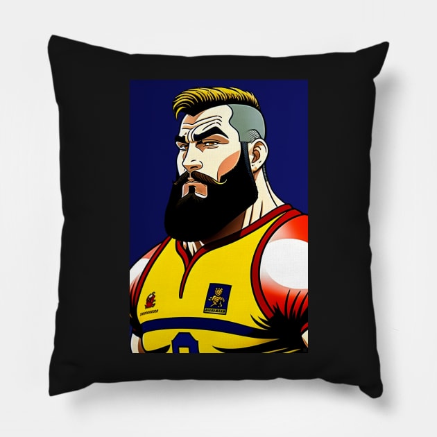 Rugby Player Pillow by ArtShare