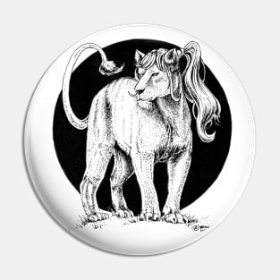 lion funny ponytail cool animal t-shirt Pin