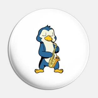 Cartoon penguin playing saxophone Pin