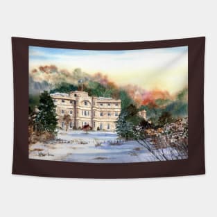 Willersley Castle, Derbyshire - Snowy landscape painting Tapestry