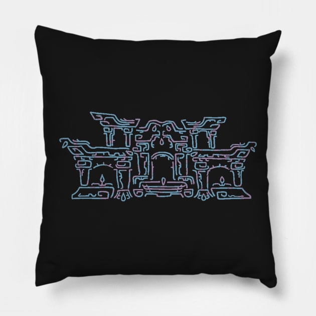 Blue and Purple Geoglyph 2 (Totk) Pillow by HeartonSleeves