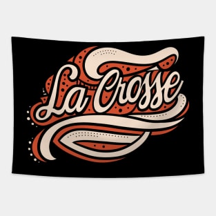 La Crosse Wisconsin Fancy Script Graphic Tapestry