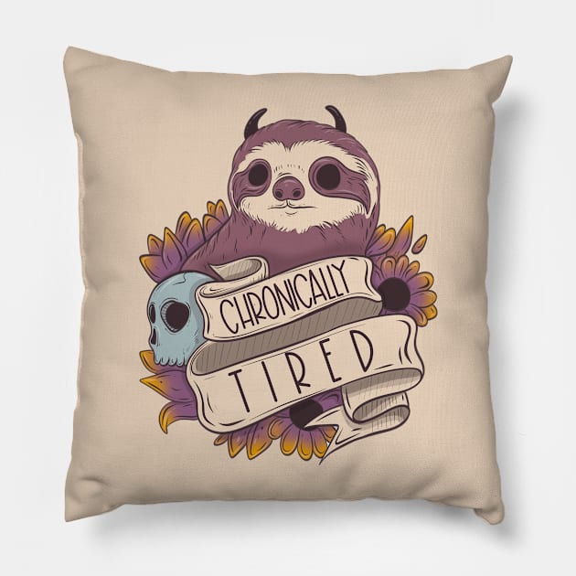 Chronically tired sloth Pillow by Jess Adams