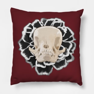 Dog skull in a flower Pillow