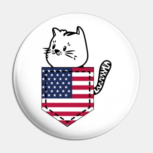 Patriotic Pocket Pussy - Cat Lover -  American Patriot Pin