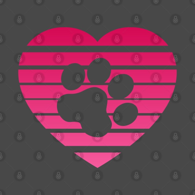 Cat Paw Heart Valentine - Pink Gradient by skauff