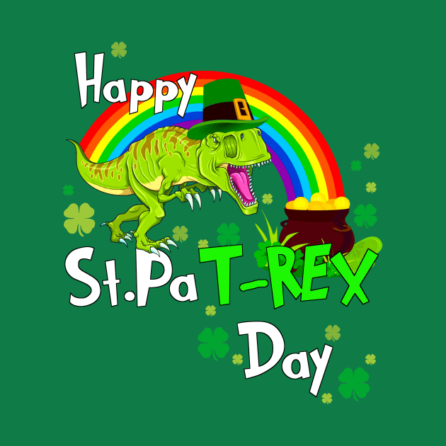 Happy St Patrick's Day Dinosaur PaT Rex Leprechaun Rainbow by Bezra