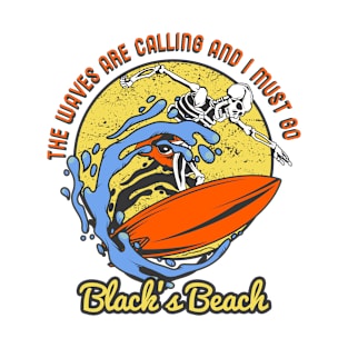 Black's Beach skeleton surfer T-Shirt