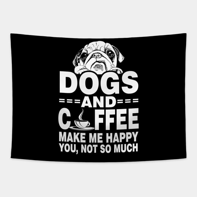 Dogs and Coffee Lovers Funny Gift Tapestry by Merchweaver