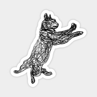 Dancing black doodle cat Magnet