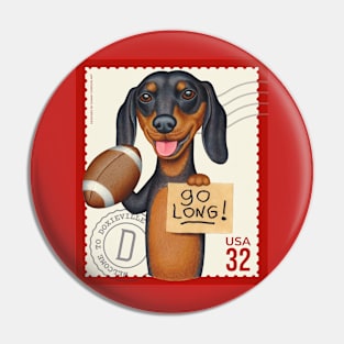 Funny cute Dachshund Doxie with football saying go long! Pin