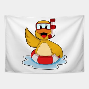 Duck Swimming Lifebuoy Tapestry