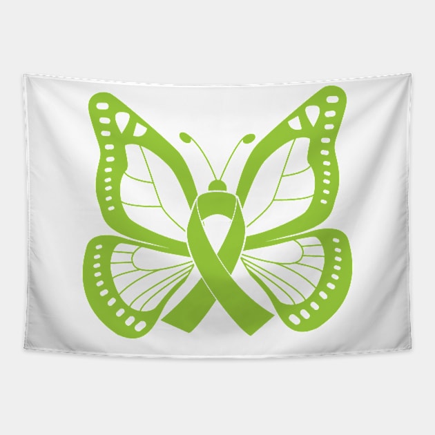 Lime Green Butterfly Awareness Ribbon Tapestry by FanaticTee