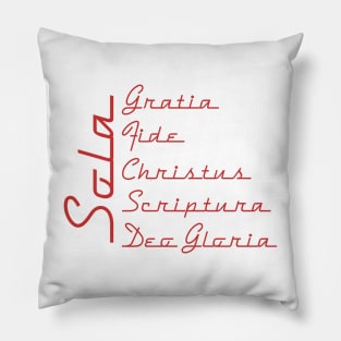 The Five Solas Retro Red Pillow