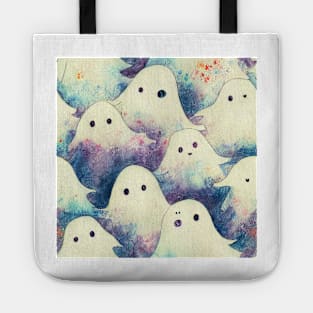 Watercolor kawaii ghosts pattern Tote