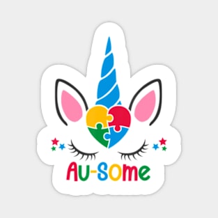 Autism Awareness Unicorn Heart Puzzle Piece For Princess Magnet