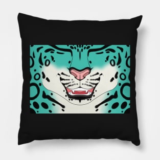 Teal Snow Leopard Pillow