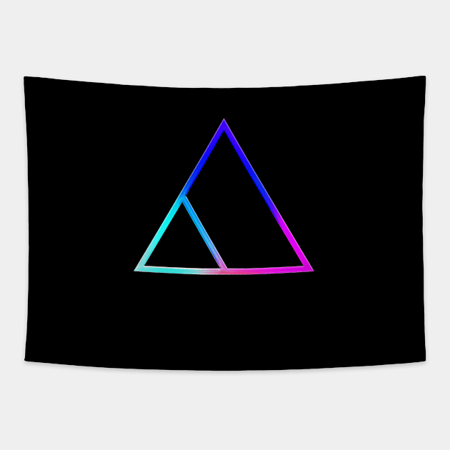 Neon Geometric Glyph Mandala Sigil Rune Sign Seal Cool Blue and Violet  - 210 Tapestry by Holy Rock Design