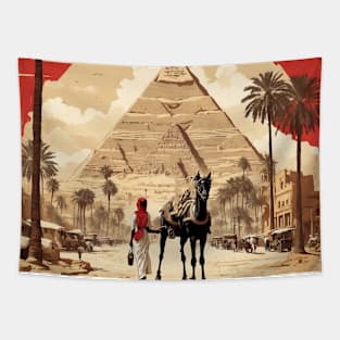 Cairo Pyramids of Giza Vintage Poster Tourism Tapestry