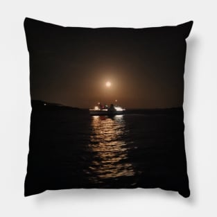 Boat Under The Moonlight Pillow