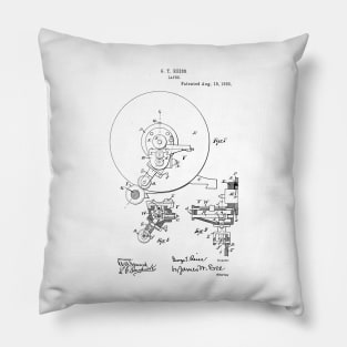 Lathe Woodworking Vintage Retro Patent Hand Drawing Funny Novelty Gift Pillow