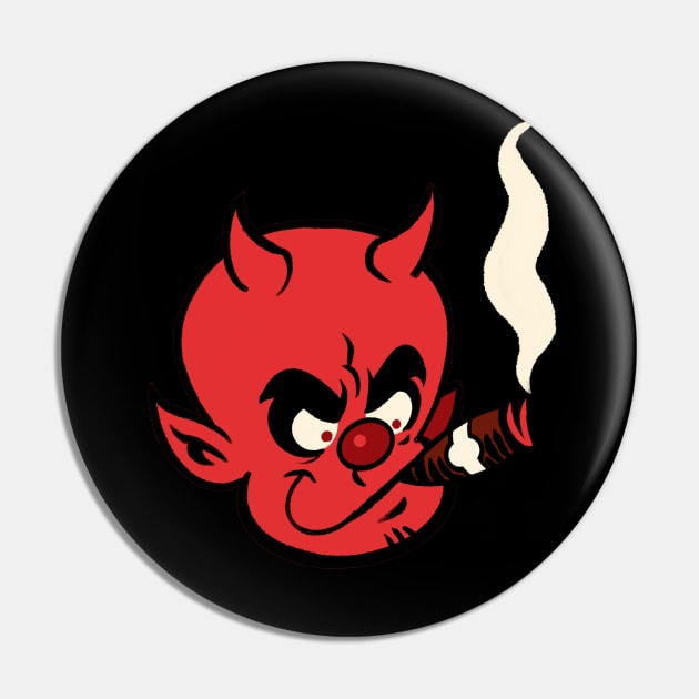 Retro Smoking Little Devil Pin by Wardellb