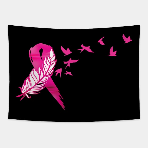 Pink Ribbon Butterflies Breast Cancer Awareness Tapestry by Kelleh Co. 