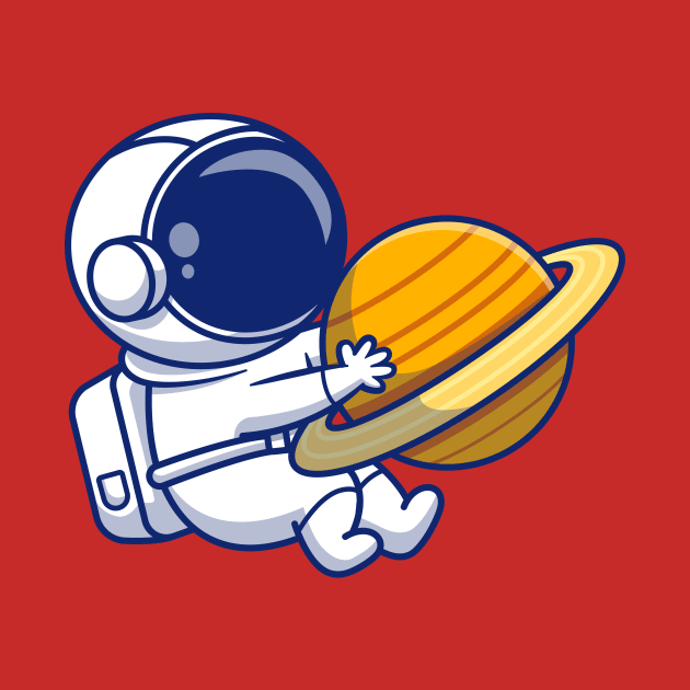 Cute Astronaut Hugging Planet Cartoon Vector Icon Illustration by Catalyst Labs
