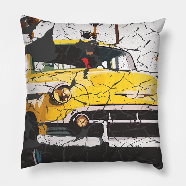 1950s Car Photo - Distressed Effect Pillow by CC I Design