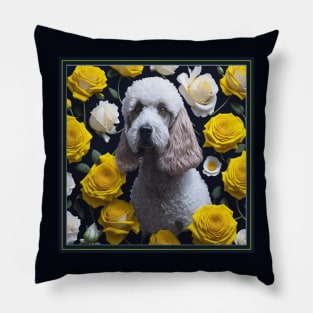 Standard poodle yellow roses 2 Pillow