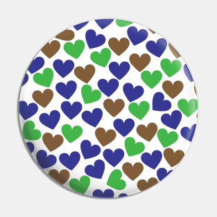 Brown, Blue, Green Heart Pin