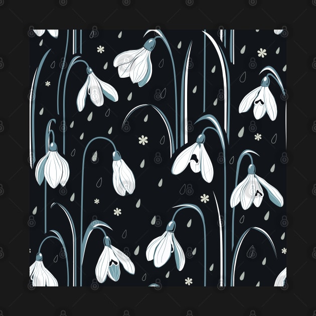 Snowdrops pattern dark by Avisnanna